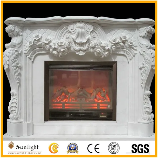Factory Customize Modern Decoration Natural White/Black/Beige/Blue/Green Granite/Marble/Limestone/Travertine Stone Mantel Fireplace with Good Hand Carving
