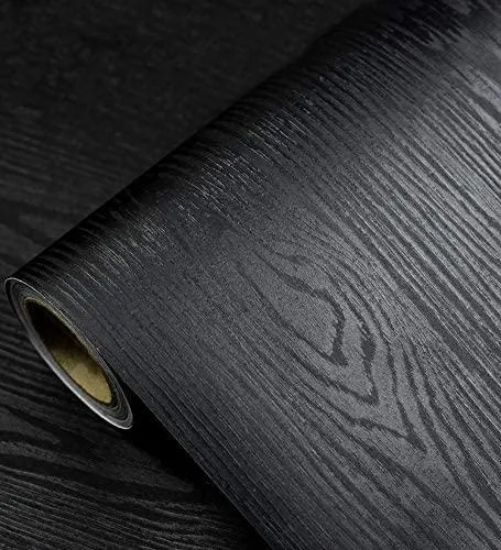Octki Black Wood Wallpaper Peel and Stick Self-Adhesive Removable Wallpaper for Counter Top Furniture Kitchen Wall