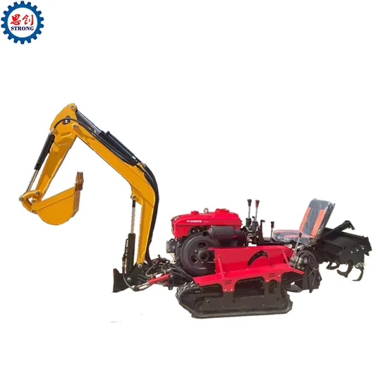 Rubber Track Crawler Tractors Rotary Tiller Cultivator with Excavator