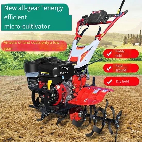 The Two-Stroke Gasoline Micro-Cultivator Is Used to Turn Soil and Open Trenches