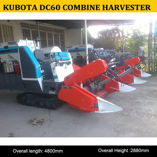 High Quality of 60HP Kubota DC60 Small Combine Harveste