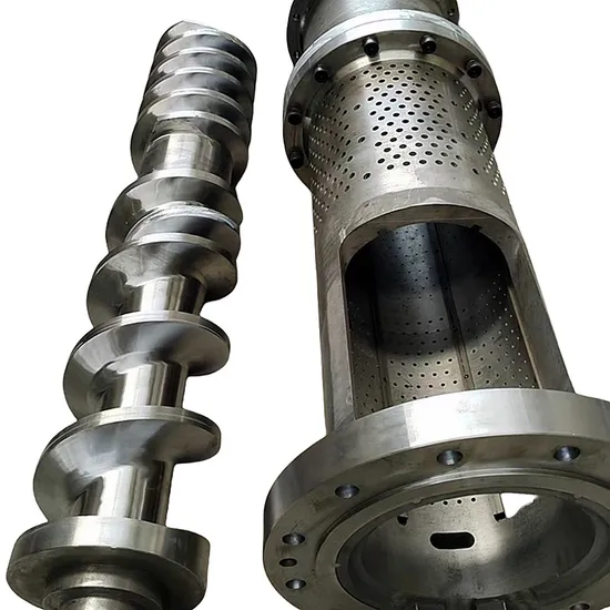 Wear Resistance Recycled Material Granulation Bimetallic Squeezing Screw Barrel for Squeezer Recycling Machines to Remove Water Moisture