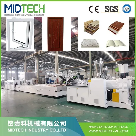 Plastic UPVC/PVC/WPC Window Fence-Door Frame Board Ceiling Wall Panel Roof Floor Tile Cable Trunking Profile Extrusion Manufacturing Production Machine Line