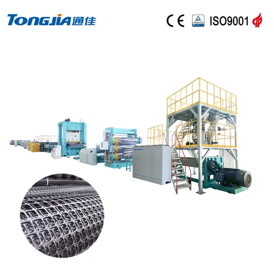 Plastic Mesh Grid PP/PE 50kN/M Biaxial Geogrid Making Machine for Road Reinforcement