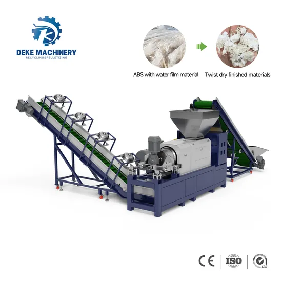 PE Film Plastic Squeezer Dryer Machine for Water Washing Film Drying Before Pelletizing Machine