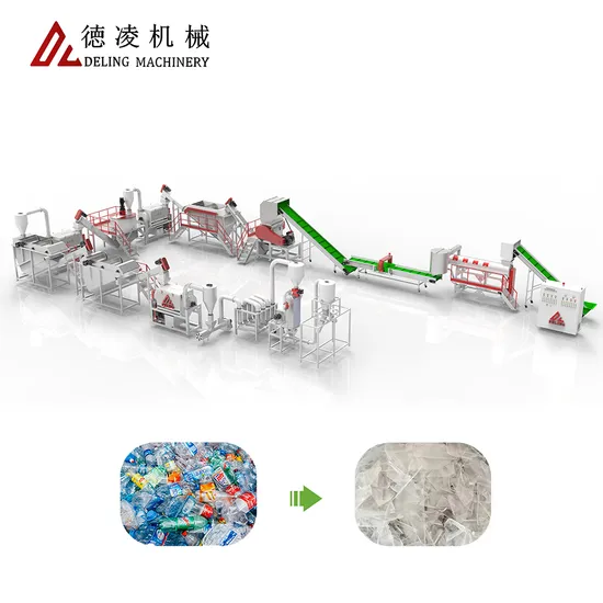 Pet Bottle Plastic Washing Crushing Granulation Production Equipment Line Contain Crusher Label Removal Machine Rinsing Sink and Granulator Waste Recycling