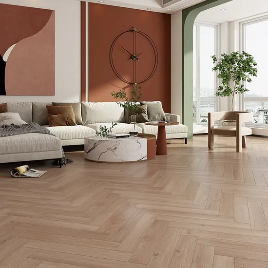 New Design Herringbone Pattern V-Groove Moisture-Proof Engineered Wood Laminate Flooring
