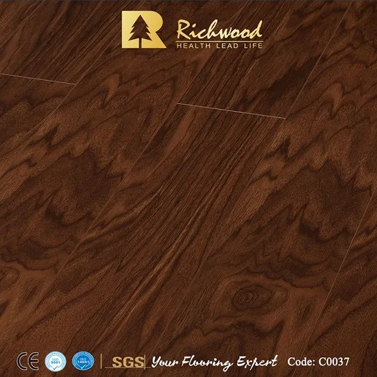 Household 12.3mm HDF AC4 Crtstal Walnut Waxed Edge Laminated Floor