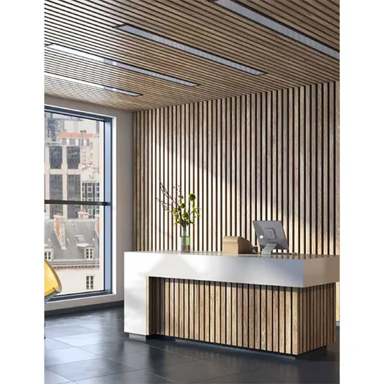 MDF Slatted Wooden Wall Akupanel with Polyester Fiber Acoustic Panel for Home Decoration