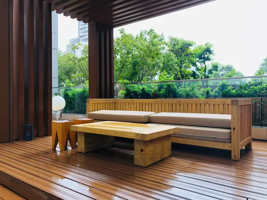 Ocox Modern 3D Solid WPC Composite Outdoor Decking Teak Material Wood Grain Surface Smooth Brushed Anti-Slip Garden Exterior Decking