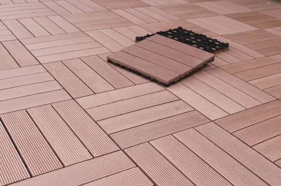 300*300mm DIY WPC Decking 3D Embossing Tile Outdoor Eco-Friendly Interlocking Flooring
