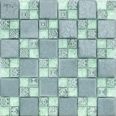 Hot Sell Bathroom Mosaic Ceramic Stone Look Interior Decorations Glass Mosaic Tile on Sale Stainless Walll and Floor Mosaic Porcelain Building Material Floor