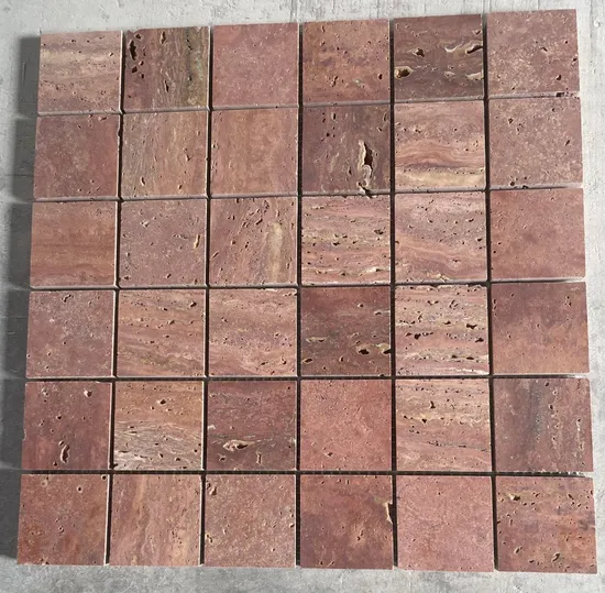 Natural stone honed/matt/tumbled Red Travertine Brick Mosaic for Indoor/Interior Floor/Wall/Ceiling/backsplash