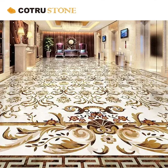 Luxury Round Waterjet Medallion Lobby Floormural Marble Medallion Pattern