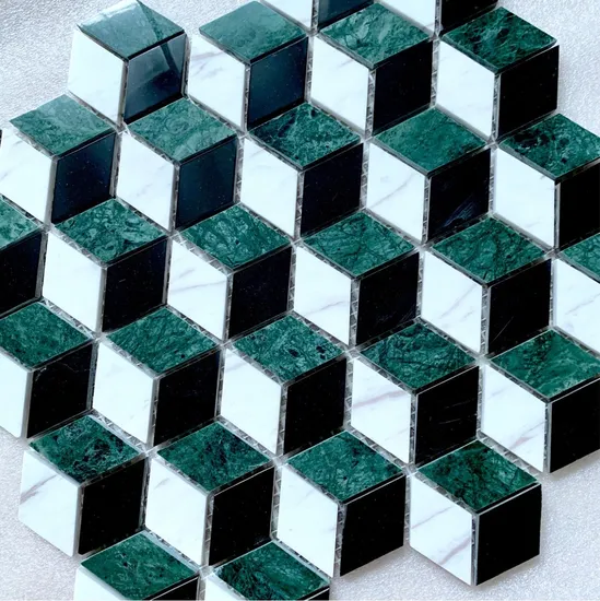 Indian Green TV Background Floor Wall Tiles 3D Marble Tile Natural Stone Mosaic Tile