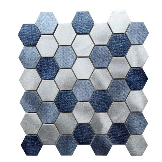 48mm Hexagon Blue Aluminium Metal Mosaic Tiles for Hotel Villa Interior Wall & Pool Floor Decoration for Marble Stone Mosaic