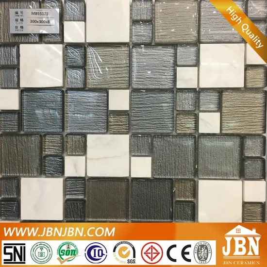 Stone, Ceramic Mix Cold Spray Glass Mosaic for Bathroom Kitchen (M855123)