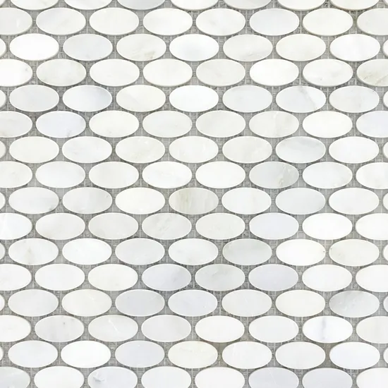 Classic Fresh Simple Oval Marble Mosaic Tile for Hotel or Home Decoration