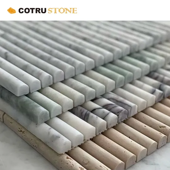 Cylinder Pillar Beige Travertine Mosaics Sheet Polished Mosaic Tile