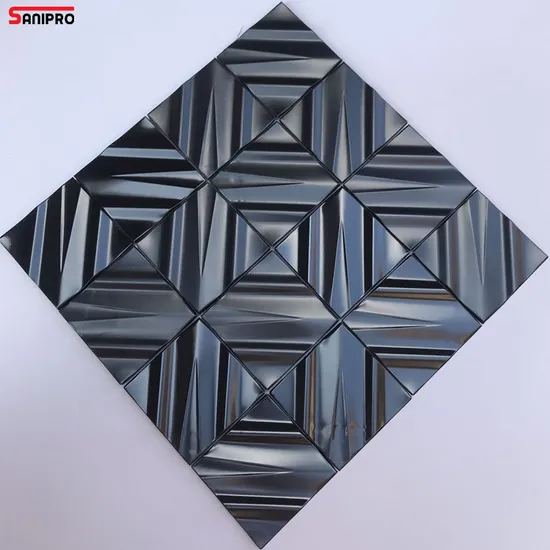 Sanipro Durability Home Mesh-Backing 3D Effect Wall Covering Facade Design Decoration Parquet Pattern Metal Mosaic Tile