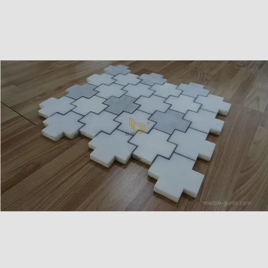 Marble Mosaic Crossed Grey/White Calacatta Marble Mosaic Tiles for Kitchen Floor/Backsplash/Bathroom/Wall