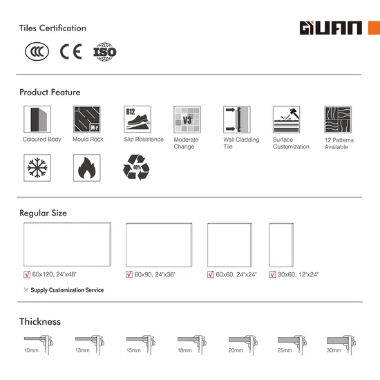 3cm Top Selling Granite White Tile Exterior Matte Glazed Porcelain Tiles