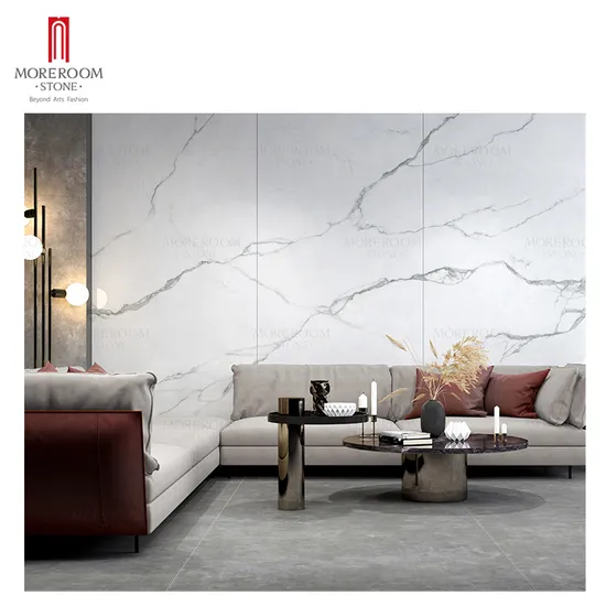 Sample Customization White Calacatta Marble Look Porcelain Large Ceramic Polished Background Wall Floor Tile Sintered Stone