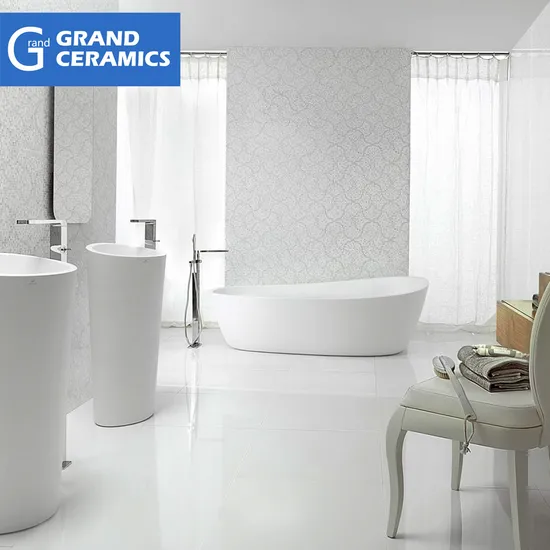 Building Material 600X600mm China White Single Color Double Charge Vitrified Bathroom Floor Polished Porcelain Tiles