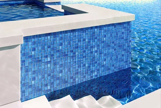 Wholesale Bathroom Swimming Pool Big Blue Crystal Glossy Glass Mosaic