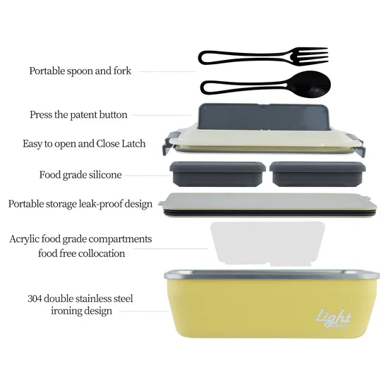 Light Lunch Box/304 Food Grade Stainless Steel/Salad Box/Bring Your Own Cutlery