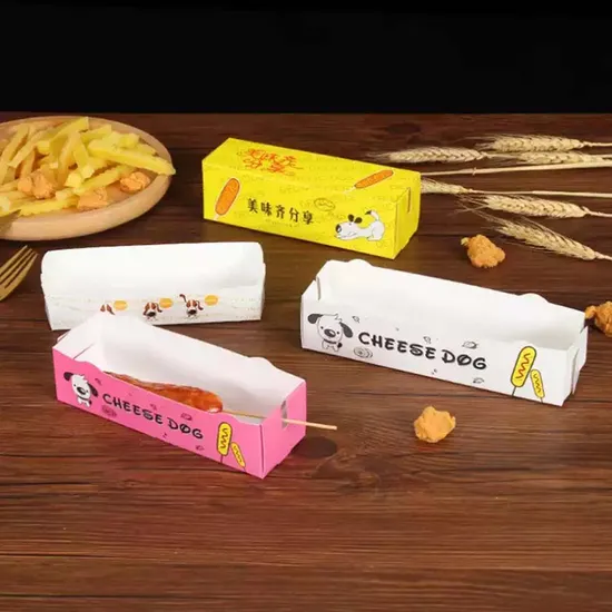 Customized Food Multicolor Disposable Packaging Eco Friendly Wholesale Hot Dog Box