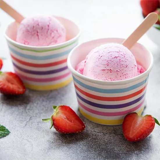 Disposable Ice Cream Paper Cup Copa De Helado Cups Brand Ice Cream Packaging Biodegradable Ice Cream Cup with Lid