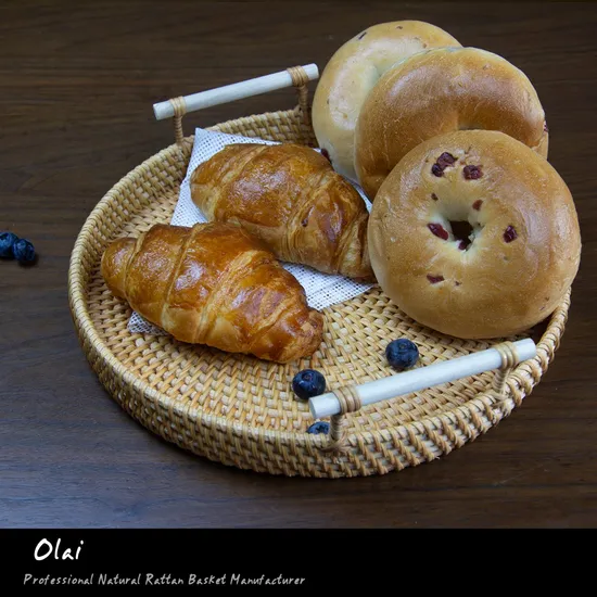 Round Tray Basket with Handles for Cracker Dinner Parties Coffee Table