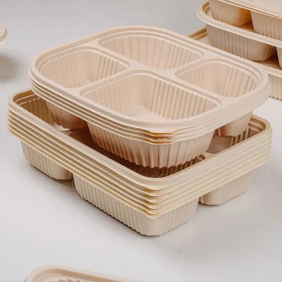 Disposable Restaurant Take Away Food Container Cornstarch Square Lunch Box