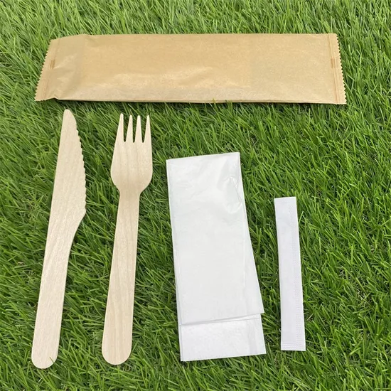 Eco Friendly Disposable Birch Wooden Cutlery Sets with Tissue Paper Toothpick