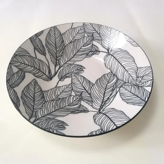 Stamp Decal Eco-Friendly Healthy Reuse Multicolor Ceramic Porcelain Tableware 9" Soup Plate Soup