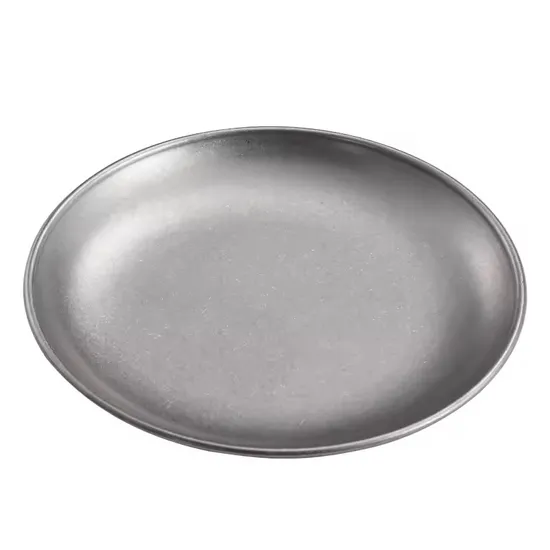 Vintage Retro Snow Gray Style 304 Stainless Steel Matt Round Dinner Dessert Serving Dishes Plate