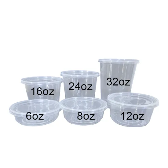 Disposable Plastic PP Clear Soup Food Container with Lid Custom Different Size 6/8/12/16/24/32oz