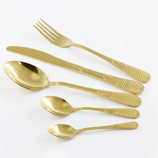Luxury High Quality Gold Embossed with Hotel Restaurant Dinnerware Flatware Tableware