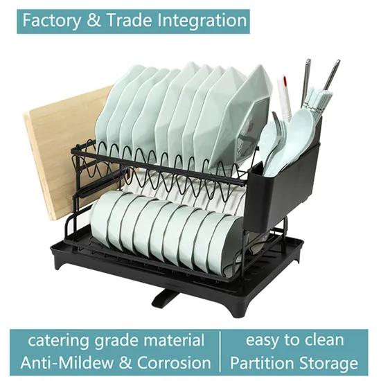 Assemble in One Second High Quality Double Layer Easy to Clean Sink Type Steel Kitchen Dish Racks