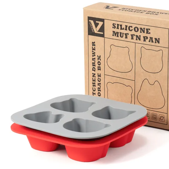 Wholesale Nonstick 4 Cups Silicone Mini Muffin Pan Bakeware Cupcake Molds