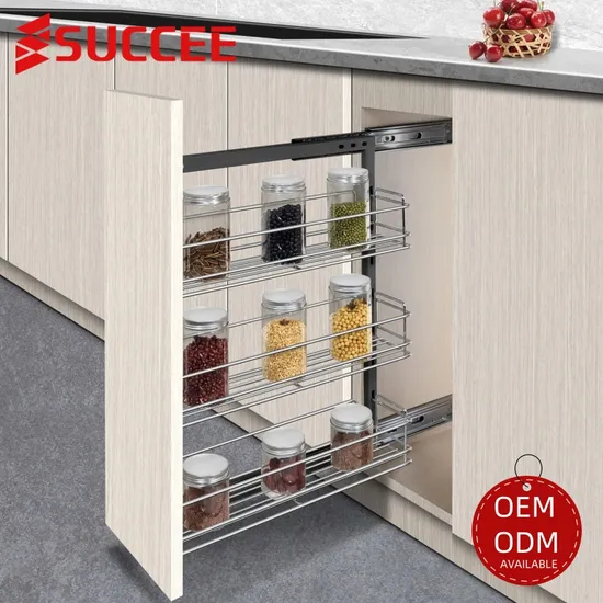 3-Layer 304 Stainless Steel Condiment Pull-out Basket Adjustable Spice Rack