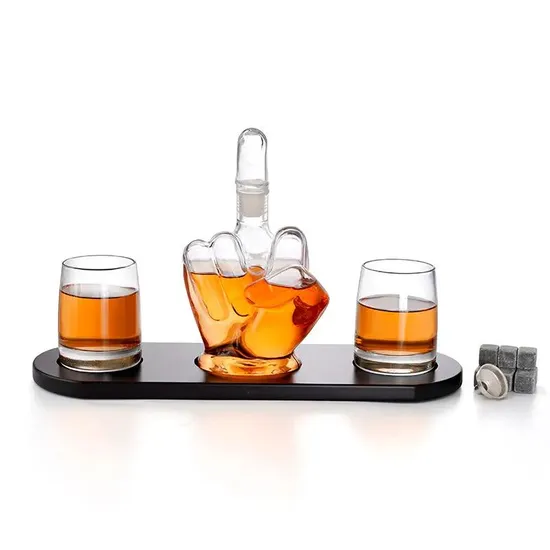 Factory Production High Borosilicate Glass Finger Shape Wine Bottle Wine Decanter