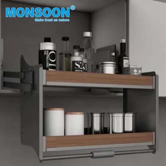 Kitchen Cabinet Accessories Elevator Lifting up Carbon Steel Bowl Plate Drawer Pul out Basket Professional Kitchen Storage Pull Down Lift Basket