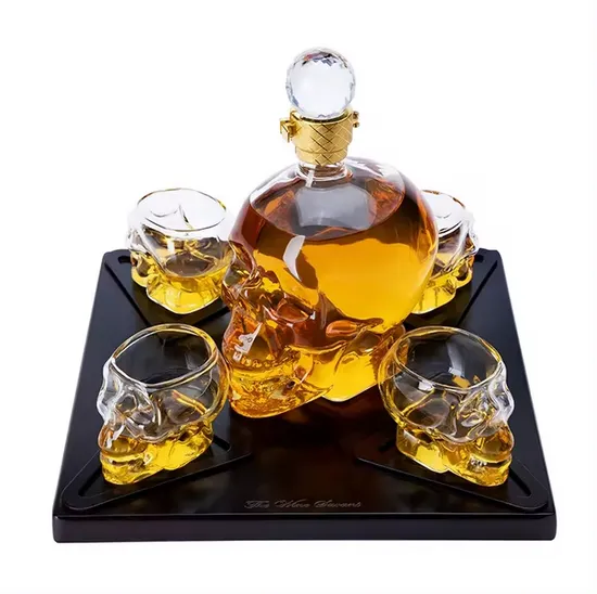 Premium 750ml Creative Skull Glass Bottle Whiskey Decanter Craft Bottle Set