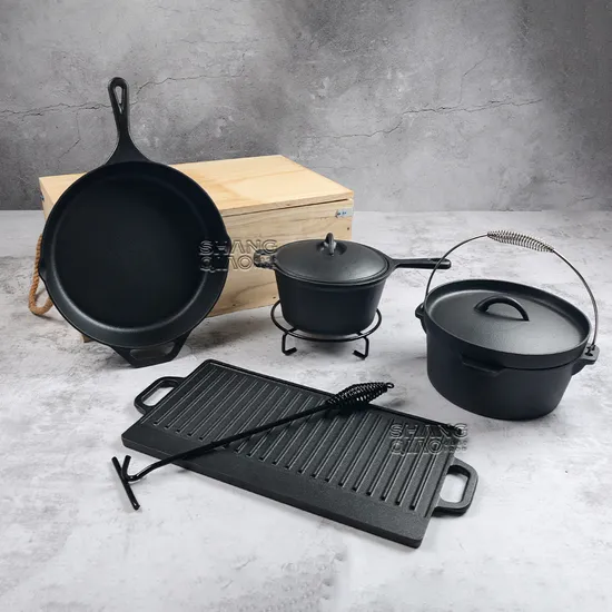 Heavy Duty Pre-Seasoned Dutch Oven Cast Iron Cookware Set