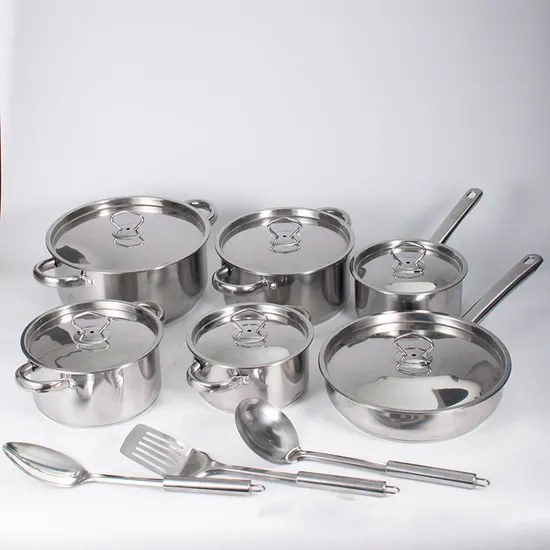 15-Piece Stainless Steel Cookware Set Stay-Cool Handle Kitchen Cooking Pan Pots and Pans Non Toxic Metal Pot Set