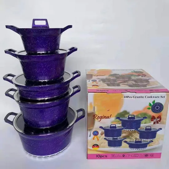 High Quality Granite Cookware Sets Non Stick Marble Aluminum Cooking Pots and Pans Wholesale Kitchen Cookware Set
