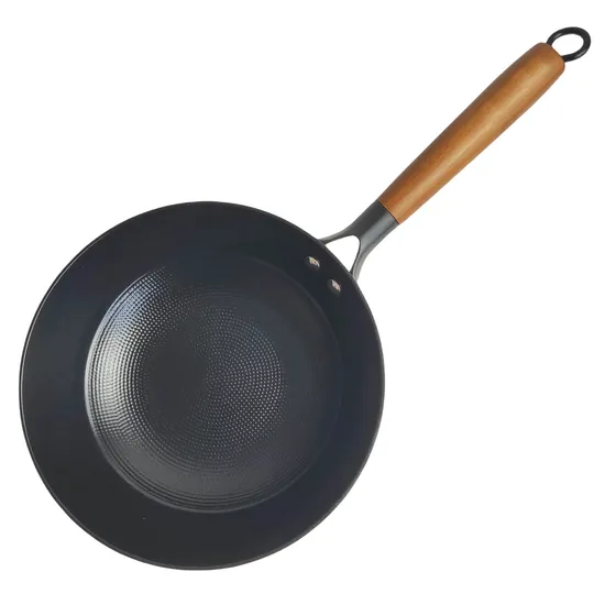 Honeycomb Cast Iron Milk Pot Non Stick Die Casting Frying Pans with Beech Handle Lightweight Cast Iron Wok