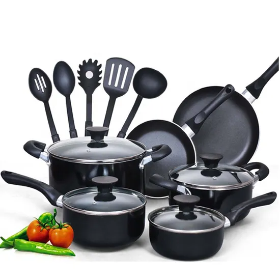 China Factory Price Aluminum Non-Stick Rachael Ray Cookware Set with 5PCS Nylon Kitchenware
